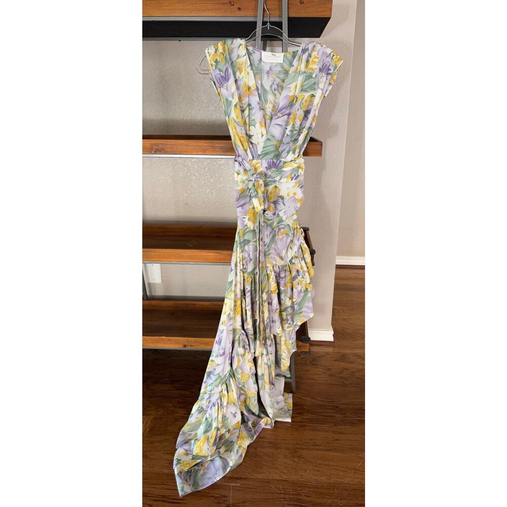 Bronx and Banco Lavender and Yellow Floral Ruffle High-Low Maxi Dress - Picture 5 of 11